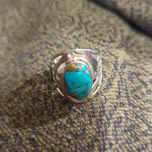 Turquoise sterling silver 925 Ring, size 7 - Picture 4 of 9